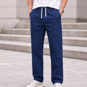 Oliver Spencer Organic Cotton Blue Drawstring Pants Relaxed Fit NWOT